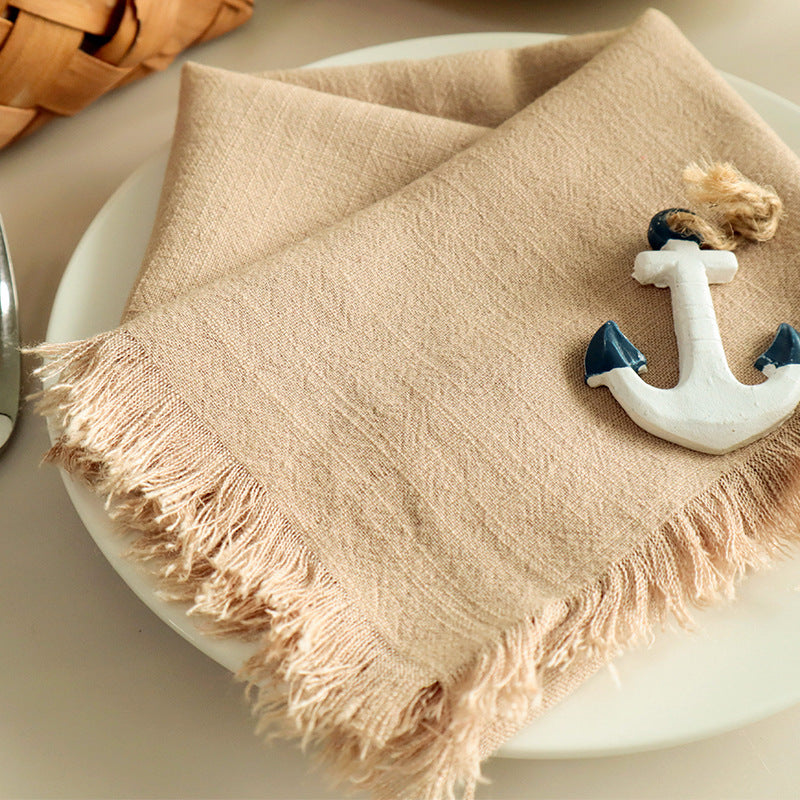 Household Solid Color Tassel Plain Fabric Napkin