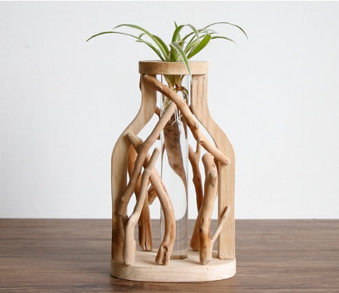 Pure Handwork Wooden Vase Hydroponic