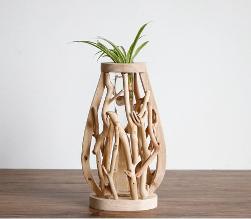 Pure Handwork Wooden Vase Hydroponic