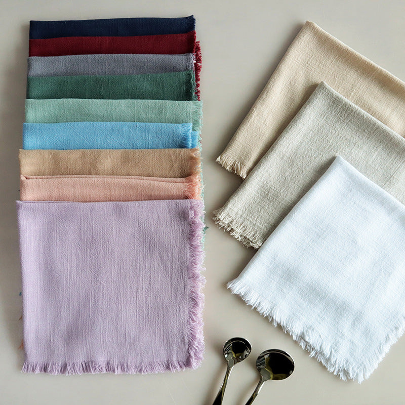 Household Solid Color Tassel Plain Fabric Napkin