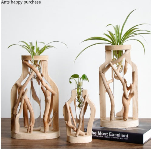 Pure Handwork Wooden Vase Hydroponic