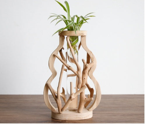 Pure Handwork Wooden Vase Hydroponic