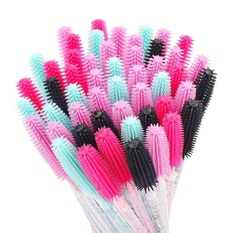 50 Pcs Silicone Crystal Mascara Wands Applicator Disposable Diamond