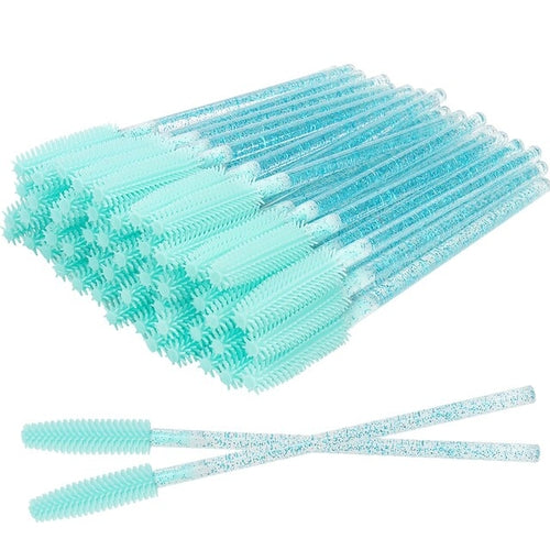 50 Pcs Silicone Crystal Mascara Wands Applicator Disposable Diamond