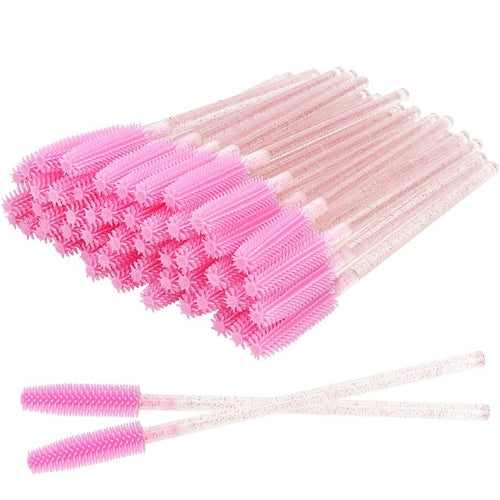 50 Pcs Silicone Crystal Mascara Wands Applicator Disposable Diamond