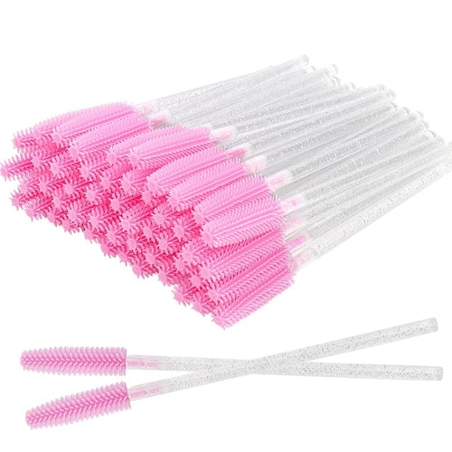 50 Pcs Silicone Crystal Mascara Wands Applicator Disposable Diamond