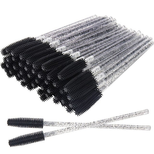 50 Pcs Silicone Crystal Mascara Wands Applicator Disposable Diamond