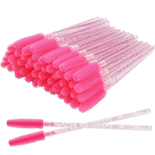 50 Pcs Silicone Crystal Mascara Wands Applicator Disposable Diamond