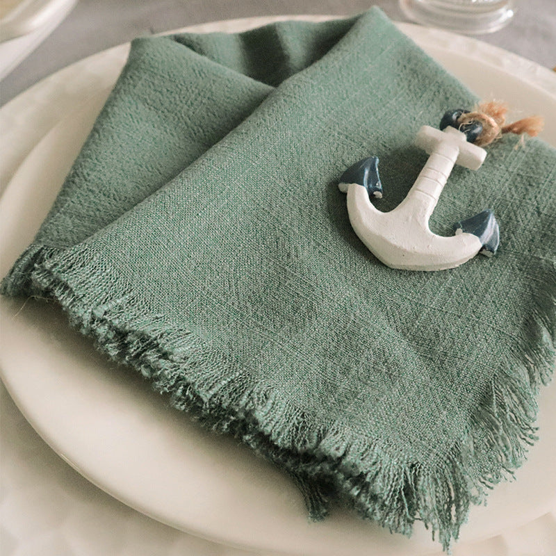 Household Solid Color Tassel Plain Fabric Napkin