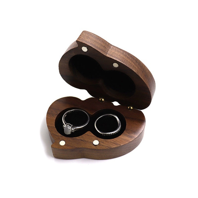 Walnut Couple Wedding Ring Box Wedding Heart