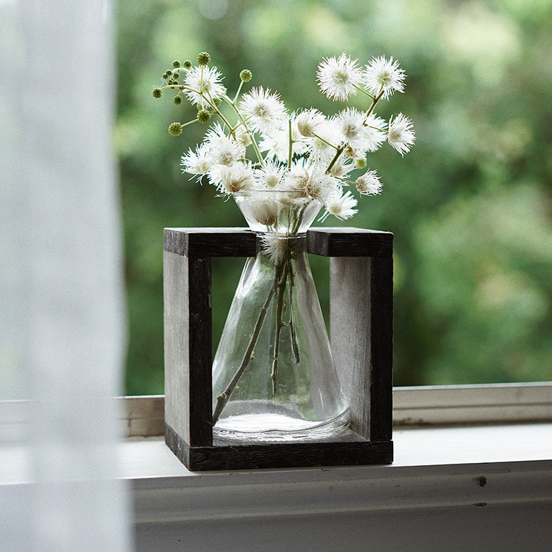 Wooden Antique Glass Vase Ornaments