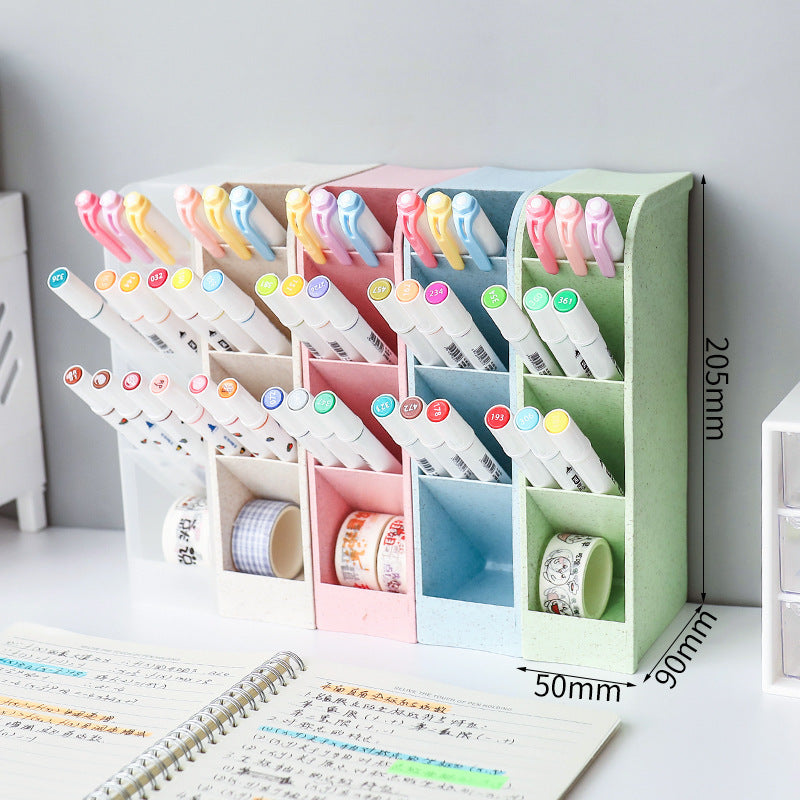 Multifunctional Pen Holder Office Makeup Desktop Storage Box Transparent Oblique Insertion