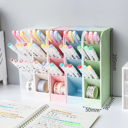 Multifunctional Pen Holder Office Makeup Desktop Storage Box Transparent Oblique Insertion