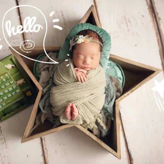 Baby Star Bed Newborn Photography Props Handmade Wood Shooting