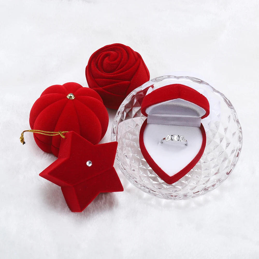 1Pcs Cute Velvet Jewelry Box Container Wedding Ring Box for Earrings