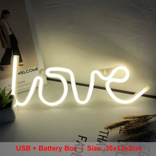 LOVE Neon Light Sign Decoration Lamp Nightlight Ornaments LED Letter