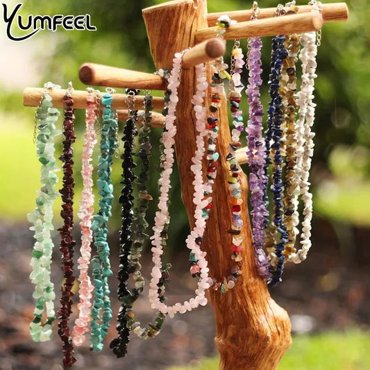 Yumfeel New Fashion Bohemian Jewelry Natural Stone Chokers Chips Lapis