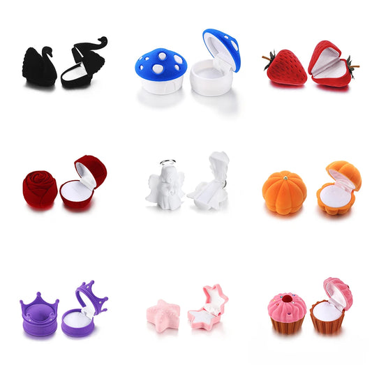 1Pcs Cute Velvet Jewelry Box Container Wedding Ring Box for Earrings