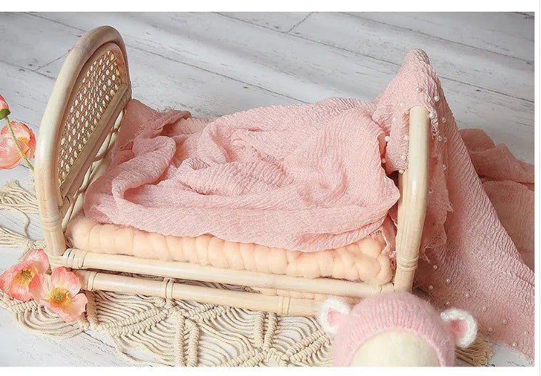 Newborn Photography Props Rattan Chair Bed Baby Background Blankets