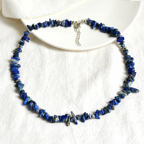 Yumfeel New Fashion Bohemian Jewelry Natural Stone Chokers Chips Lapis