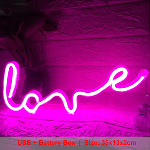 LOVE Neon Light Sign Decoration Lamp Nightlight Ornaments LED Letter