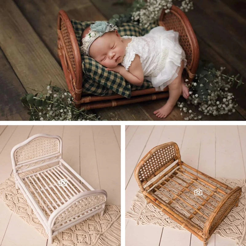 Newborn Photography Props Rattan Chair Bed Baby Background Blankets