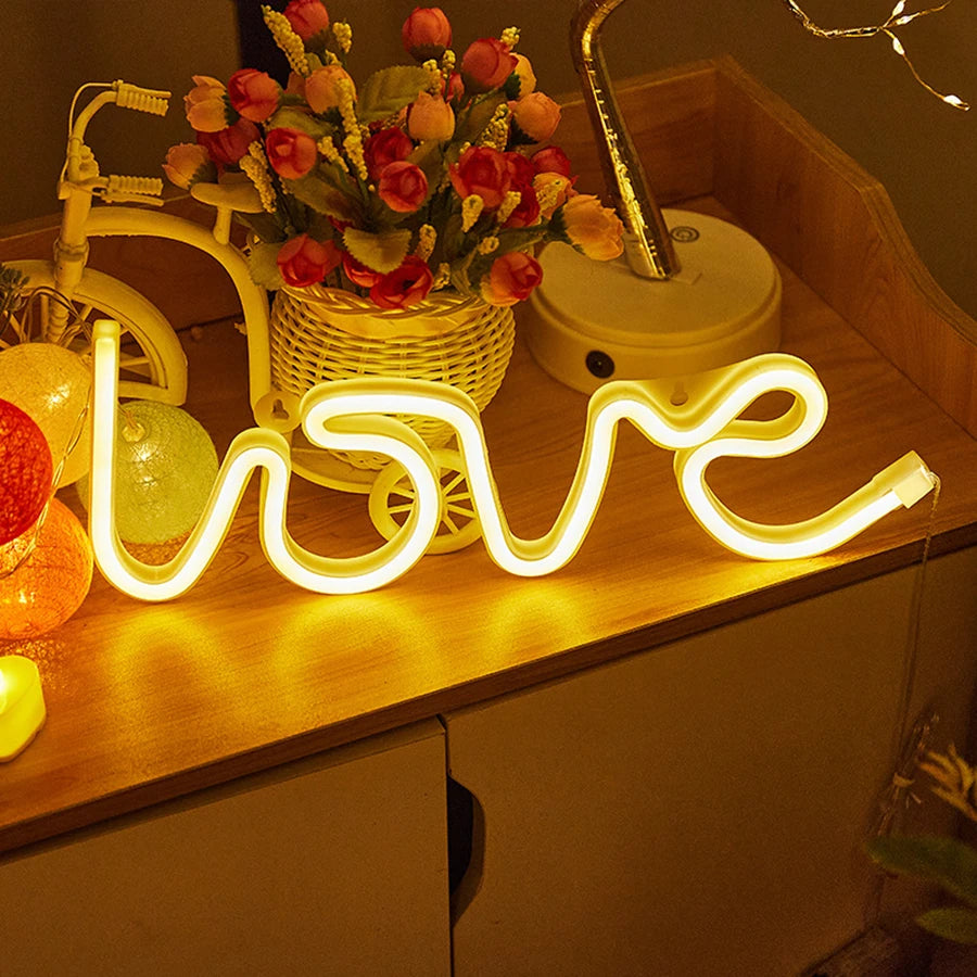 LOVE Neon Light Sign Decoration Lamp Nightlight Ornaments LED Letter