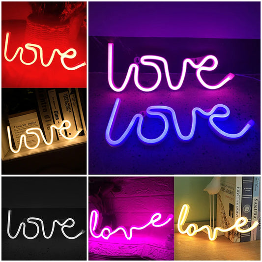 LOVE Neon Light Sign Decoration Lamp Nightlight Ornaments LED Letter