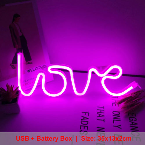 LOVE Neon Light Sign Decoration Lamp Nightlight Ornaments LED Letter