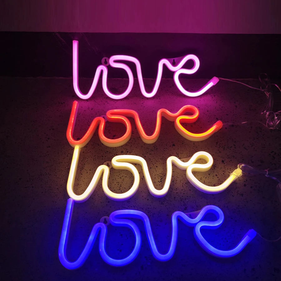 LOVE Neon Light Sign Decoration Lamp Nightlight Ornaments LED Letter