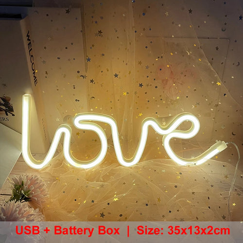 LOVE Neon Light Sign Decoration Lamp Nightlight Ornaments LED Letter