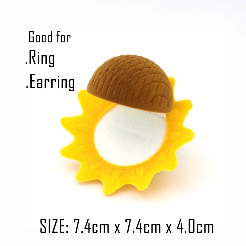 Lovely Yellow Sunflower Packaging Gift Jewelry Box Trinket Velvet Ring