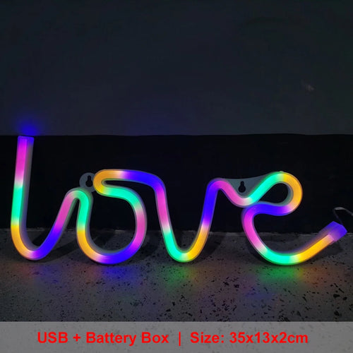 LOVE Neon Light Sign Decoration Lamp Nightlight Ornaments LED Letter