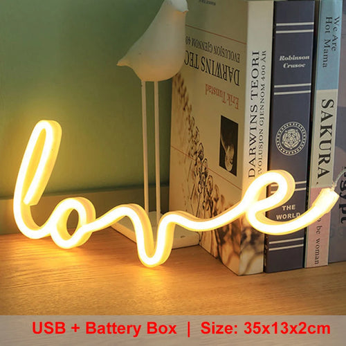 LOVE Neon Light Sign Decoration Lamp Nightlight Ornaments LED Letter