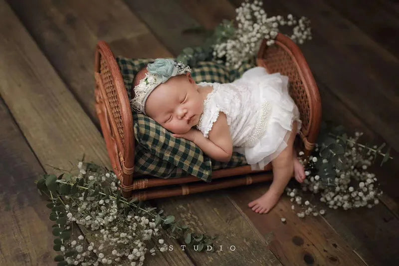 Newborn Photography Props Rattan Chair Bed Baby Background Blankets