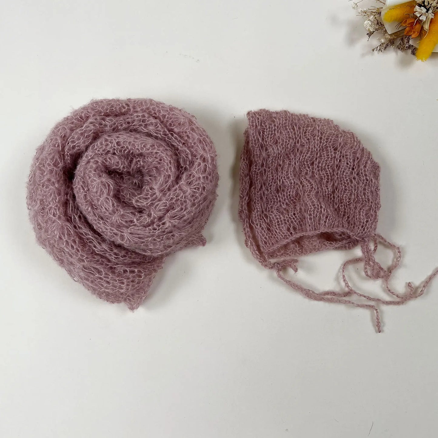 2pcs Set Newborn Photo Shooting Props Knitted Mohair 150*40