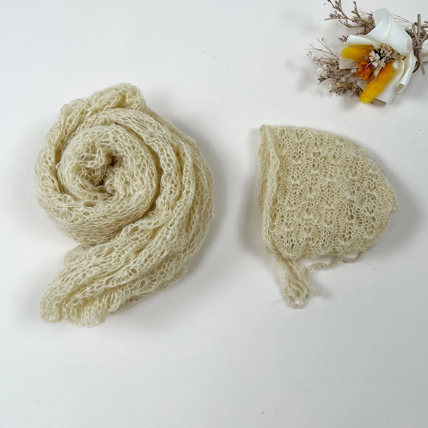 2pcs Set Newborn Photo Shooting Props Knitted Mohair 150*40