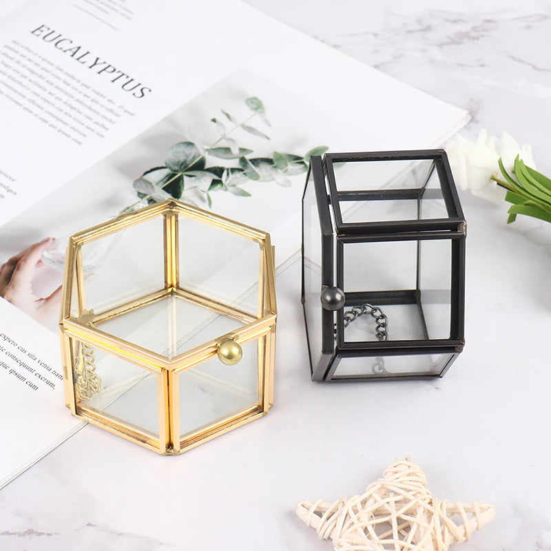 1PC Creative Empty Geometrical Glass Wedding Ring