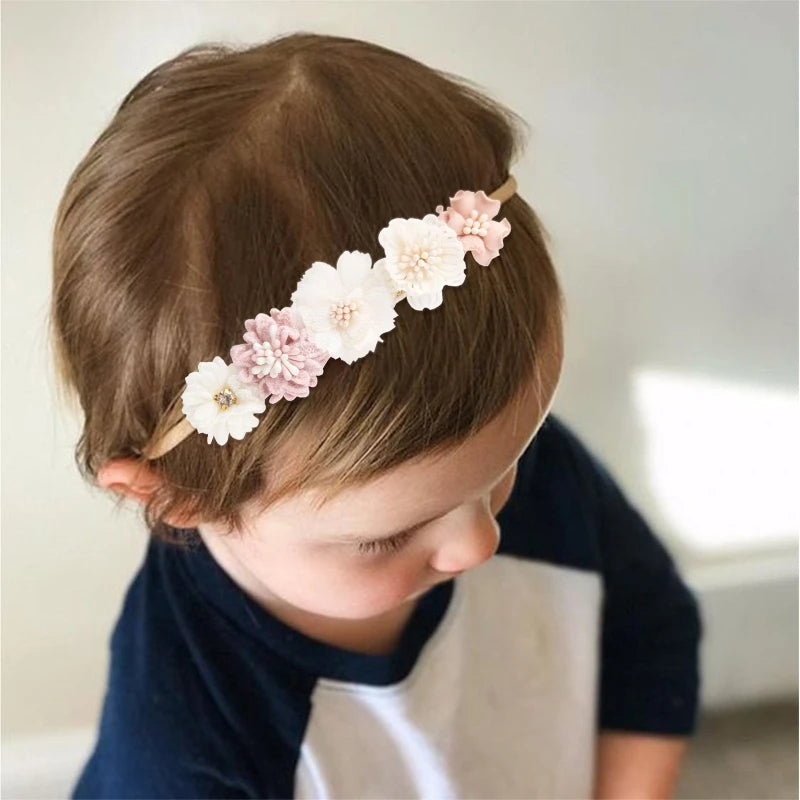 Artificial Flower Baby Headband Hundred Day Newborn Infant Toddler for