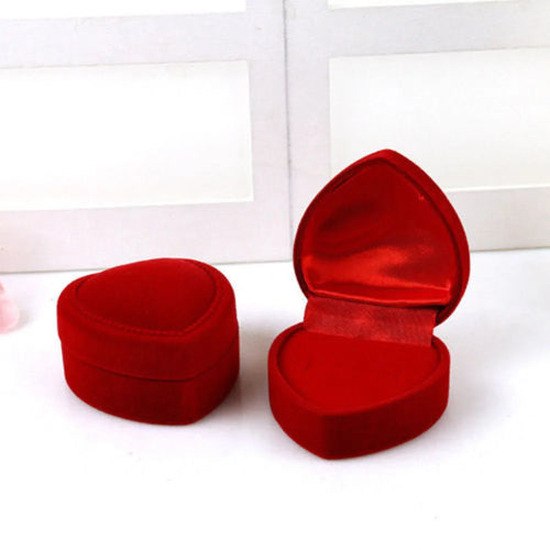 New Hollow Red Velvet Ring Box Couple Double Ring Bearer Box For