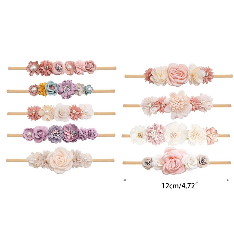 Artificial Flower Baby Headband Hundred Day Newborn Infant Toddler for