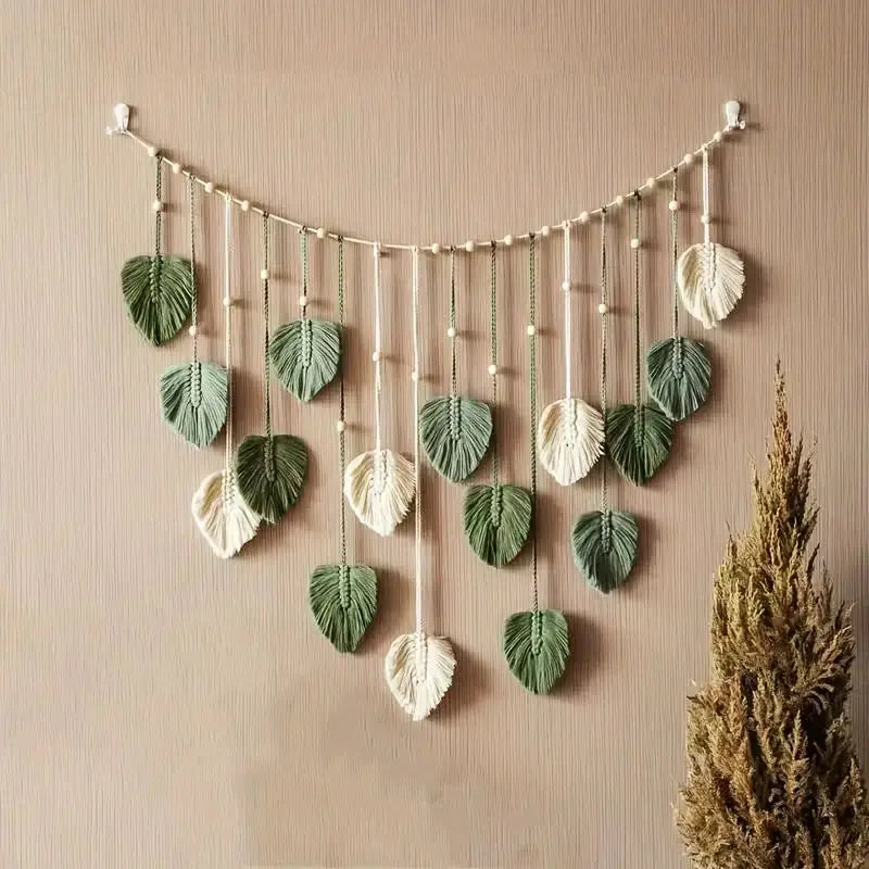 Macrame Tapestry Macrame Leaf Feather Wall Hanging