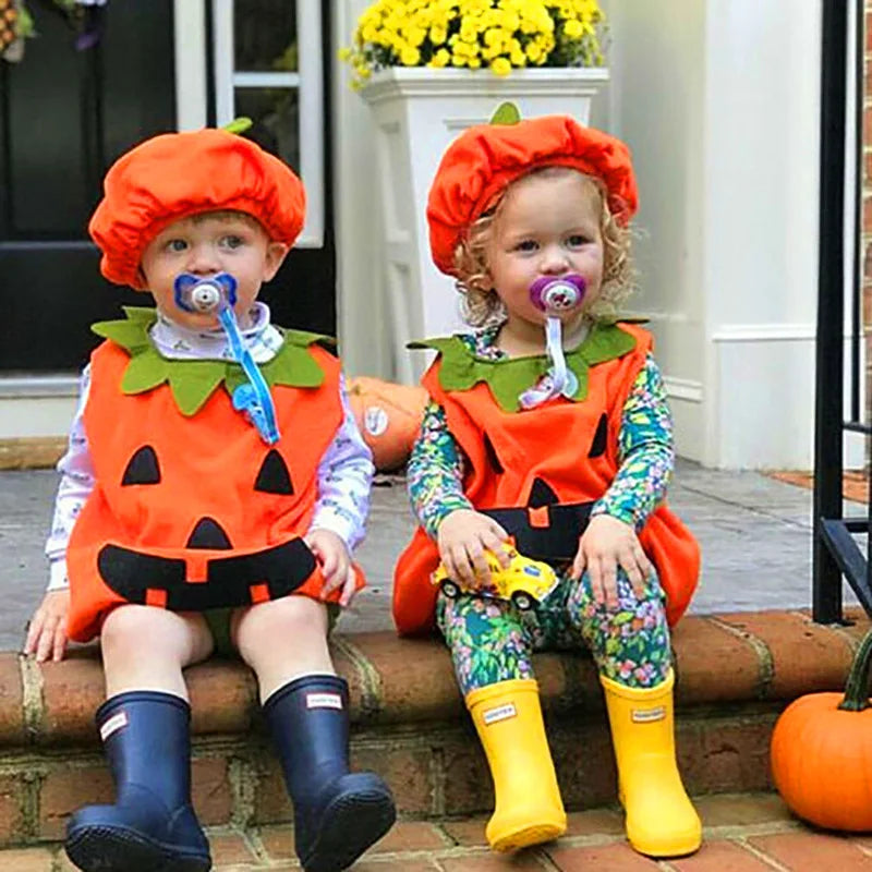 Halloween Romper Pumpkin Set with Hat