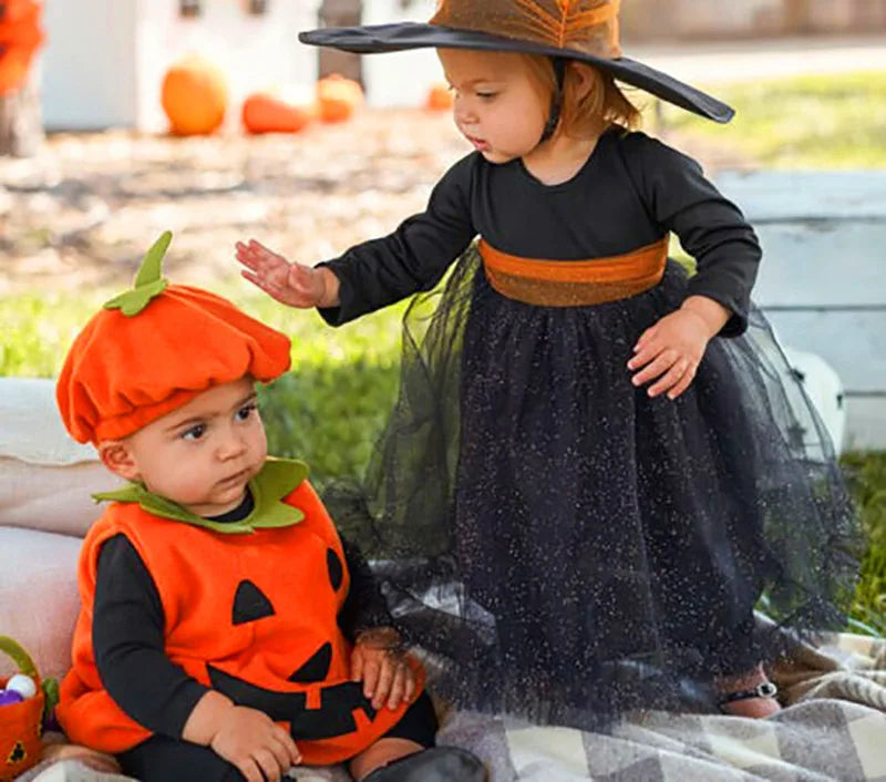 Halloween Romper Pumpkin Set with Hat