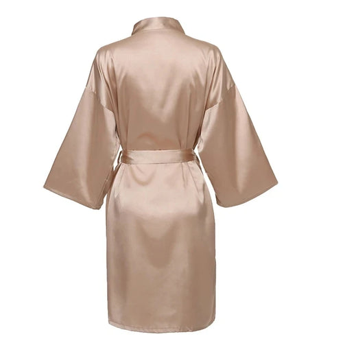 Wedding Party Team Bride Robe Without Letters Kimono Satin Pajamas