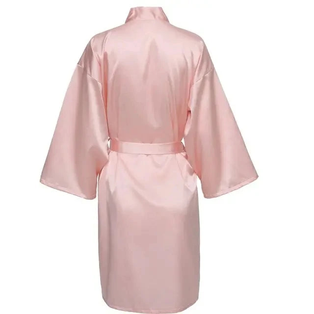 Wedding Party Team Bride Robe Without Letters Kimono Satin Pajamas