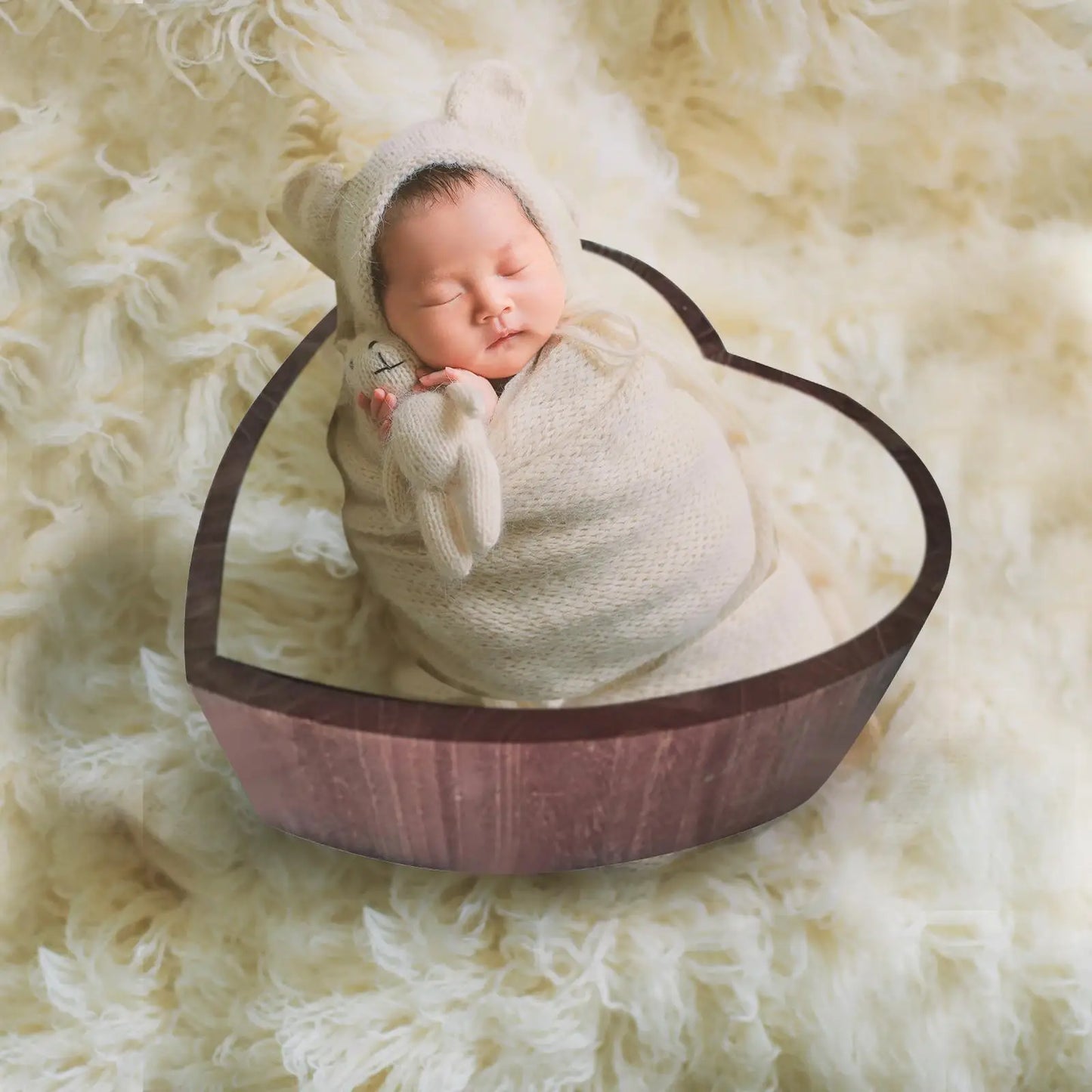 Newborn Baby Photo Studio Props Wooden Bathtub Heart Shape Size