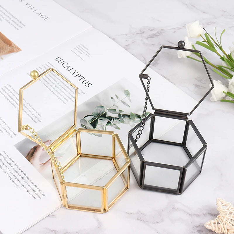 1PC Creative Empty Geometrical Glass Wedding Ring