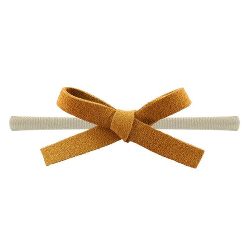 Solid Suede Nylon Hair Bands Elastic Bow Headband Tied Newborn Girls