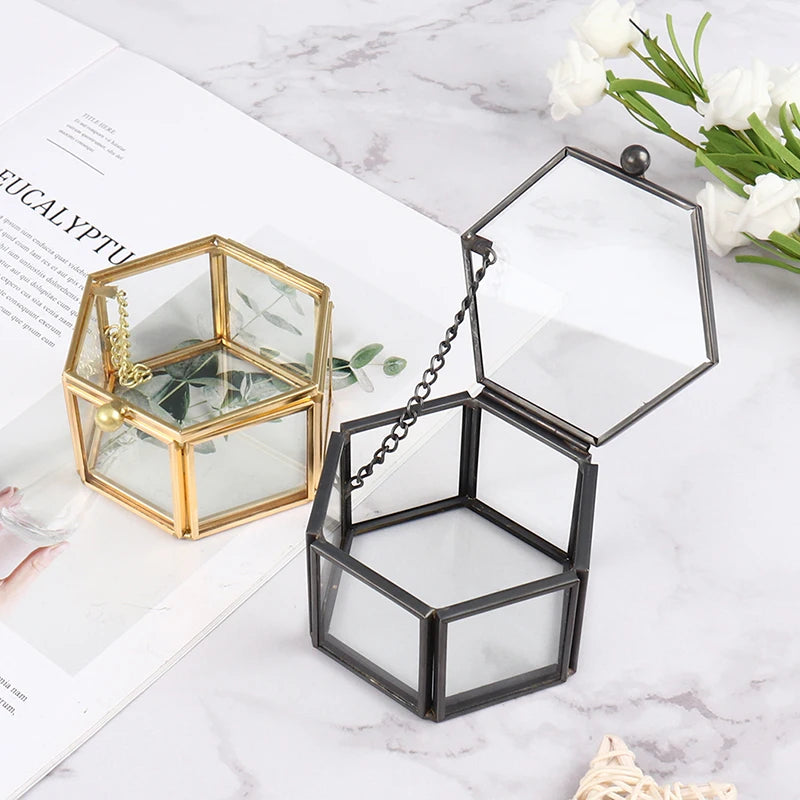 1PC Creative Empty Geometrical Glass Wedding Ring